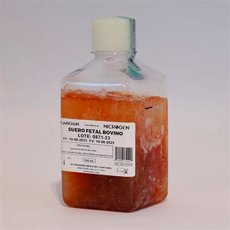 Ejemplo de un certificado de análisis de suero fetal bovino, mostrando los principales parámetros