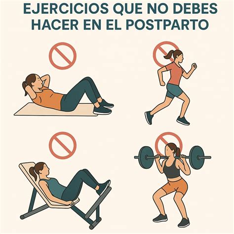 ilustración de ejercicios a evitar en el postparto
