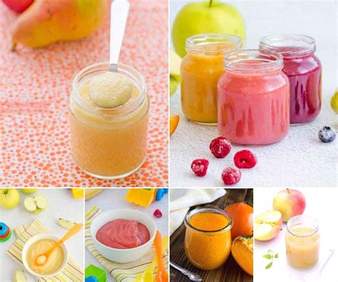 Variedad de frutas frescas adecuadas para papillas de bebé