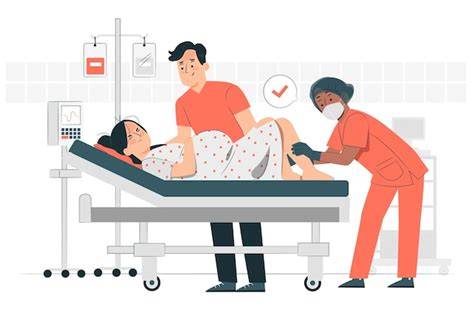 Ilustración histórica de un parto domiciliario asistido por matronas