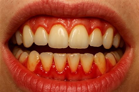 Foto de encías inflamadas y granuloma gravídico.