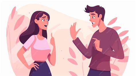 ilustracion de una pareja hablando sobre sus sentimientos