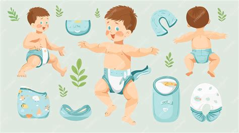 Ilustración de un bebé con pañal limpio y piel protegida.