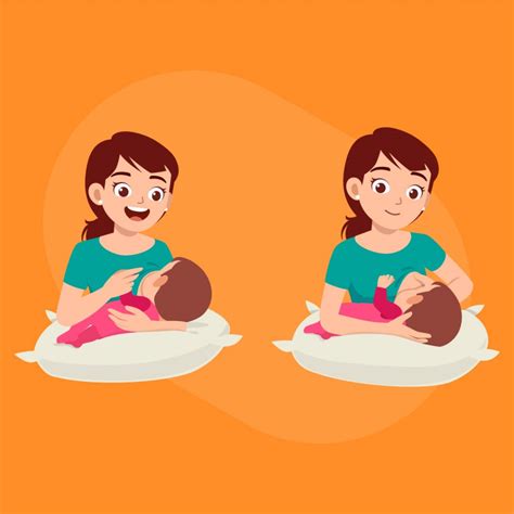 Ilustración de una madre amamantando en posición de cuna utilizando un cojín de lactancia