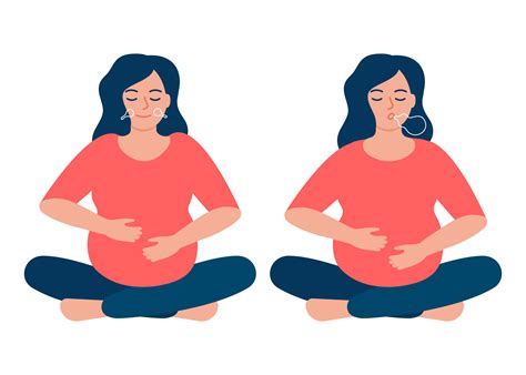 Mujer embarazada respirando profundamente para aliviar la disnea