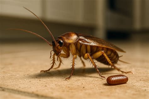 Foto de una ooteca de cucaracha americana adherida a una superficie