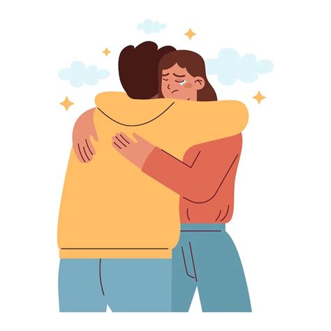 Ilustración simbólica de apoyo y consuelo entre personas, con tonos suaves