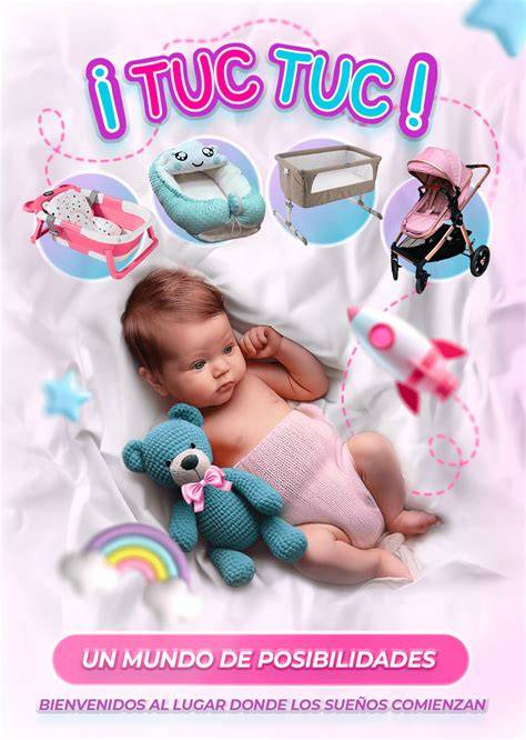 Ilustración de la variedad de productos Tuc Tuc: ropa, bolsos, accesorios para bebé.
