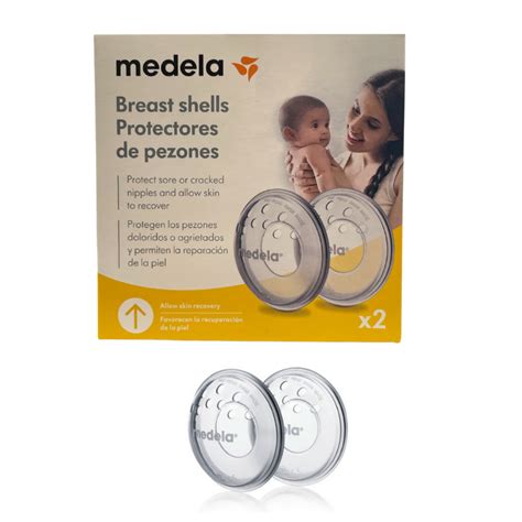 Diagrama de protectores de pezones Medela y su colocación dentro del sujetador