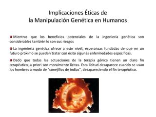 Esquema de la manipulación embrionaria y las implicaciones éticas de la selección genética.