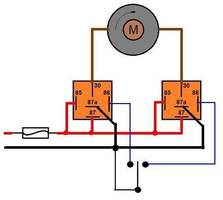 Diagrama de circuito de un módulo de inversión de polaridad con relés