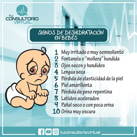 Imagen de un bebé con signos de deshidratación (ojos hundidos, boca seca)
