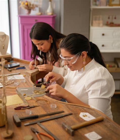 Taller de joyería artesanal con herramientas tradicionales