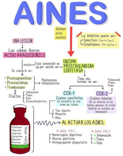 Esquema sobre el mecanismo de acción de los AINEs