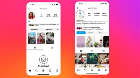 Interfaz de usuario de Instagram mostrando la sección 