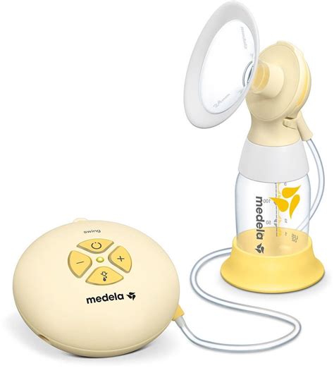 Interfaz de usuario del sacaleches Medela con los botones de control (encendido/apagado, aumentar/disminuir vacío, bajar fase).