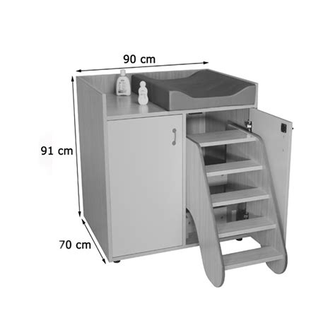 Mueble cambiador con escalera integrada y almacenamiento
