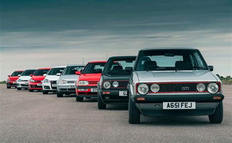 Esquema histórico de la evolución de las generaciones del Volkswagen Golf GTI desde 1976 hasta la actualidad