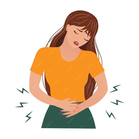 Ilustración de una mujer experimentando dolor abdominal y sangrado, signos de embarazo ectópico