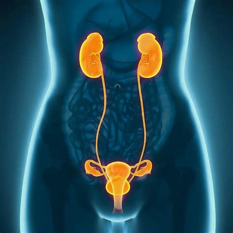 Ilustración médica de anatomía femenina y sistema reproductor