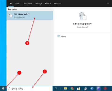 Captura de pantalla del Editor de Políticas de Grupo en Windows
