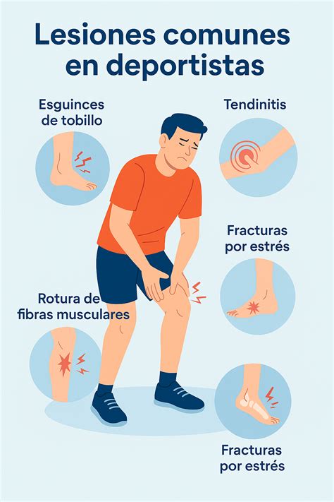 Diagrama anatómico del cuerpo humano señalando las zonas más comunes de lesiones deportivas en niños: tobillos, rodillas, muñecas, hombros.