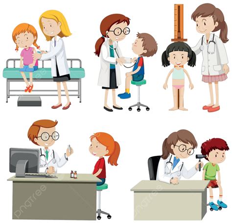 Ilustración de un niño recibiendo atención médica o un diagrama de efectos secundarios comunes en pediatría