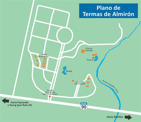 Mapa de la ubicación del resort y sus alrededores, destacando las Termas de Almirón.