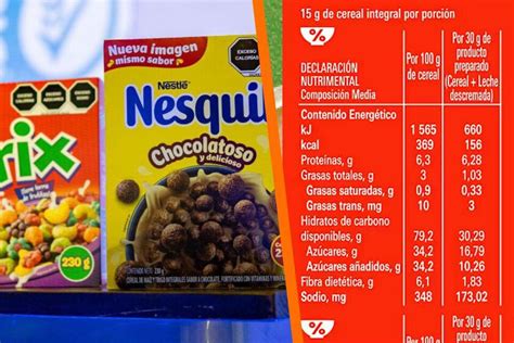 Tabla comparativa visual de etiquetas de papillas de cereales con y sin azúcares añadidos