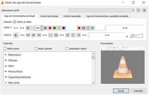 Interfaz de VLC con los botones de control multimedia resaltados, incluyendo las opciones de bucle y aleatorio
