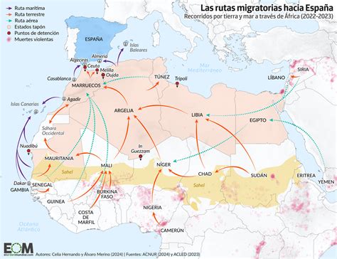 Mapa ilustrando la ruta migratoria de Ámsterdam a Marbella