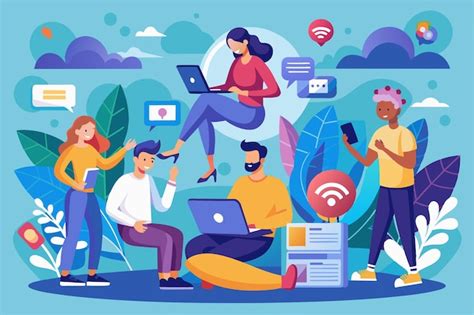 Foto de una comunidad en línea o personas interactuando en redes sociales