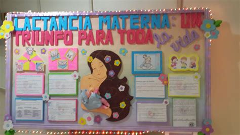 Periódicos murales creativos sobre los beneficios y apoyo a la lactancia materna exhibidos en un hospital