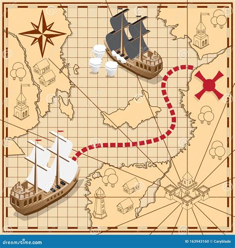 Mapa de tesoros piratas con rutas marcadas