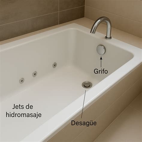 Esquema de una bañera cambiadora mostrando sus componentes