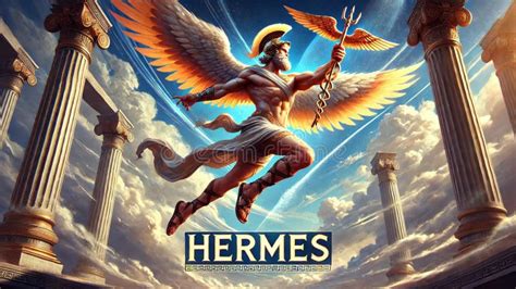 Representación clásica de Hermes con pétaso, talarias aladas y caduceo