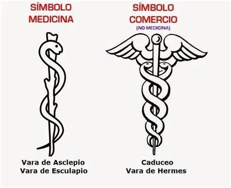 Diferencia entre el caduceo de Hermes (dos serpientes) y el bastón de Esculapio (una serpiente)