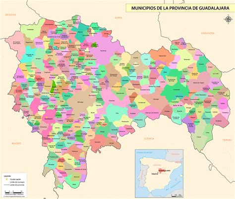 Mapa de la provincia de Guadalajara destacando Yunquera de Henares como cuna del novillero