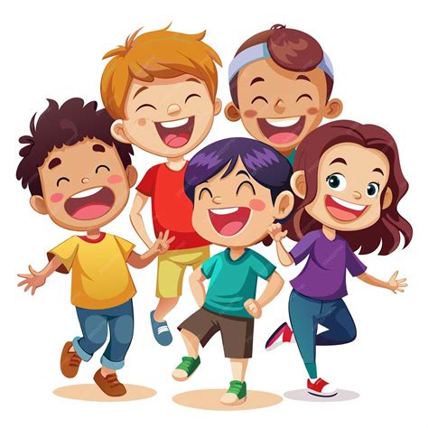 Dibujo de Jaimito riendo con niños y adultos