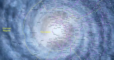 Mapa estelar del Imperio galáctico con Arrakis como eje central de la política y la especia