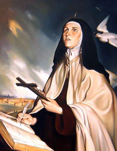 Ilustración de Santa Teresa de Jesús escribiendo.