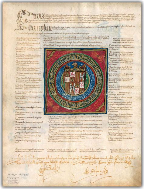 Facsímil o representación del documento de las Capitulaciones de Santa Fe