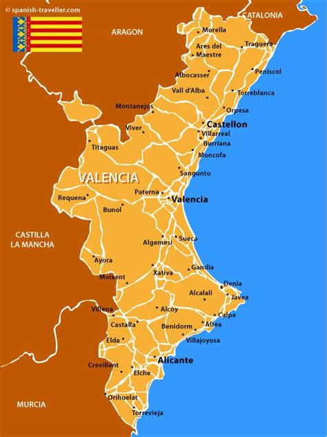 Mapa de España resaltando Valencia (lugar de nacimiento) y Jaén (lugar de crianza)
