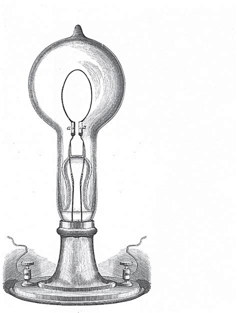 Diagrama técnico del filamento de la bombilla incandescente de Edison y su comparación con modelos anteriores.