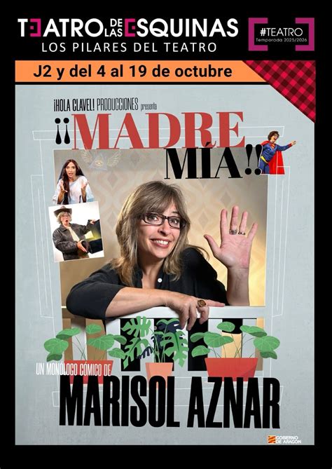 Fotografía de Marisol Aznar en el escenario durante una representación de su monólogo ¡Madre mía!