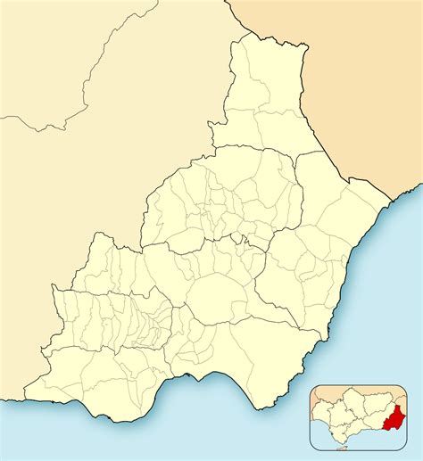 Mapa de la zona de Almería destacando el municipio de Lubrín y la barriada de El Chive, lugar de origen de la familia de Véronique Fernández.