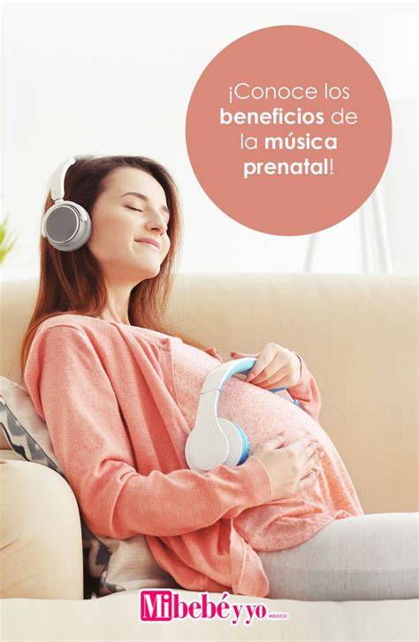 Infografía mostrando los beneficios de la música prenatal para la madre y el feto