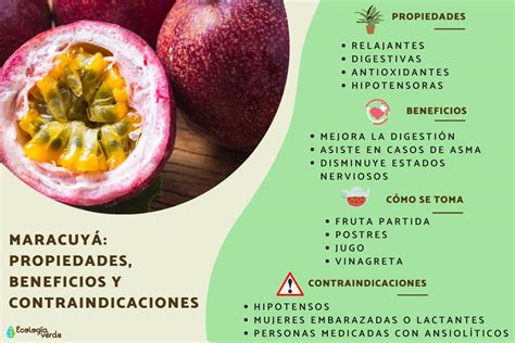 Esquema de las propiedades beneficiosas del maracuyá para el cuerpo