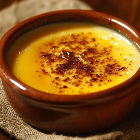 Crema catalana recién caramelizada en un cuenco