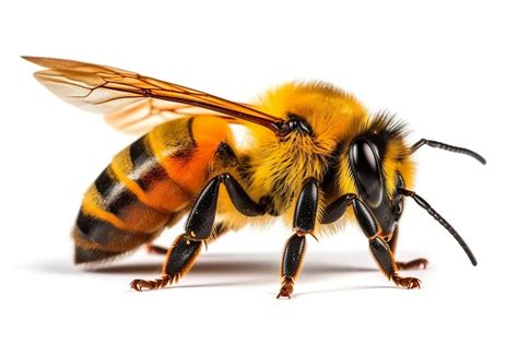 Foto de una abeja en primer plano mostrando sus cinco ojos y antenas